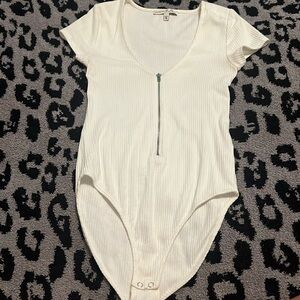 Express One Eleven ribbed zip up bodysuit